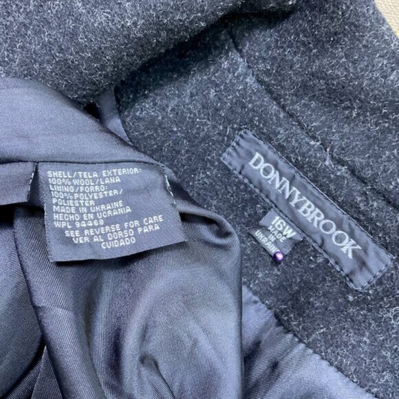 Donnybrook Coat Long Wool Double Breasted Gray Black Plus (16W) - Picture 9 of 11